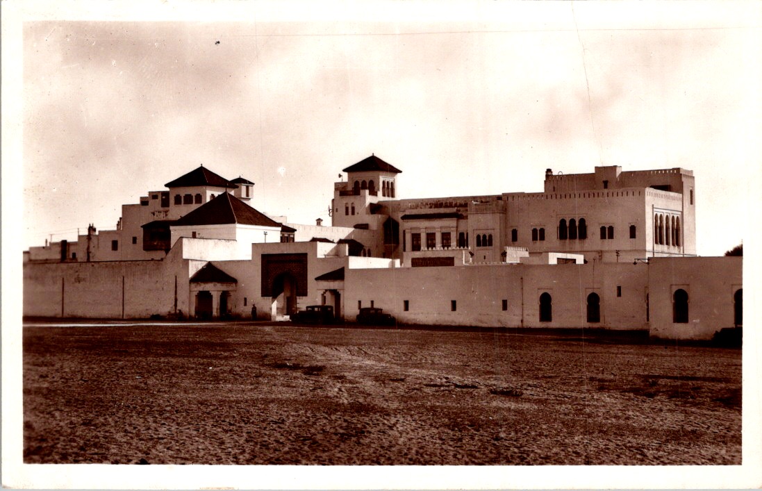 Rabat Palais du Sultan PC ~1930 Sepia View Cars Morocco Vintage Cars Casablanca