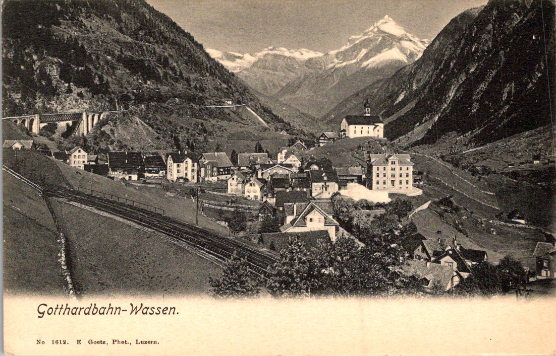 Wassen Switzerland Gotthard Railway PC c1900s E. Goetz Luzern Viaduct Postkarte